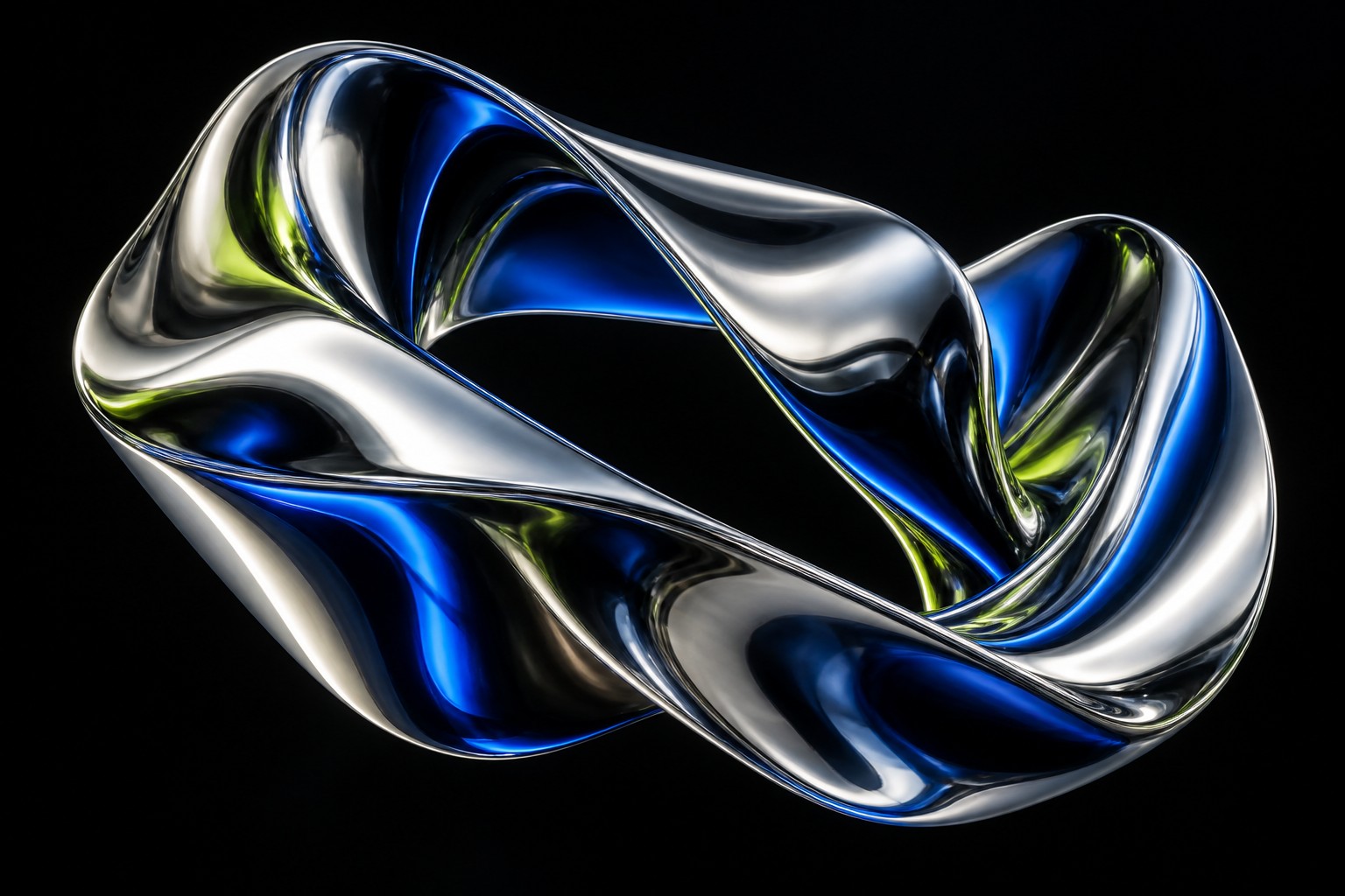 Abstract metallic ribbon used across a studio campaign exploration